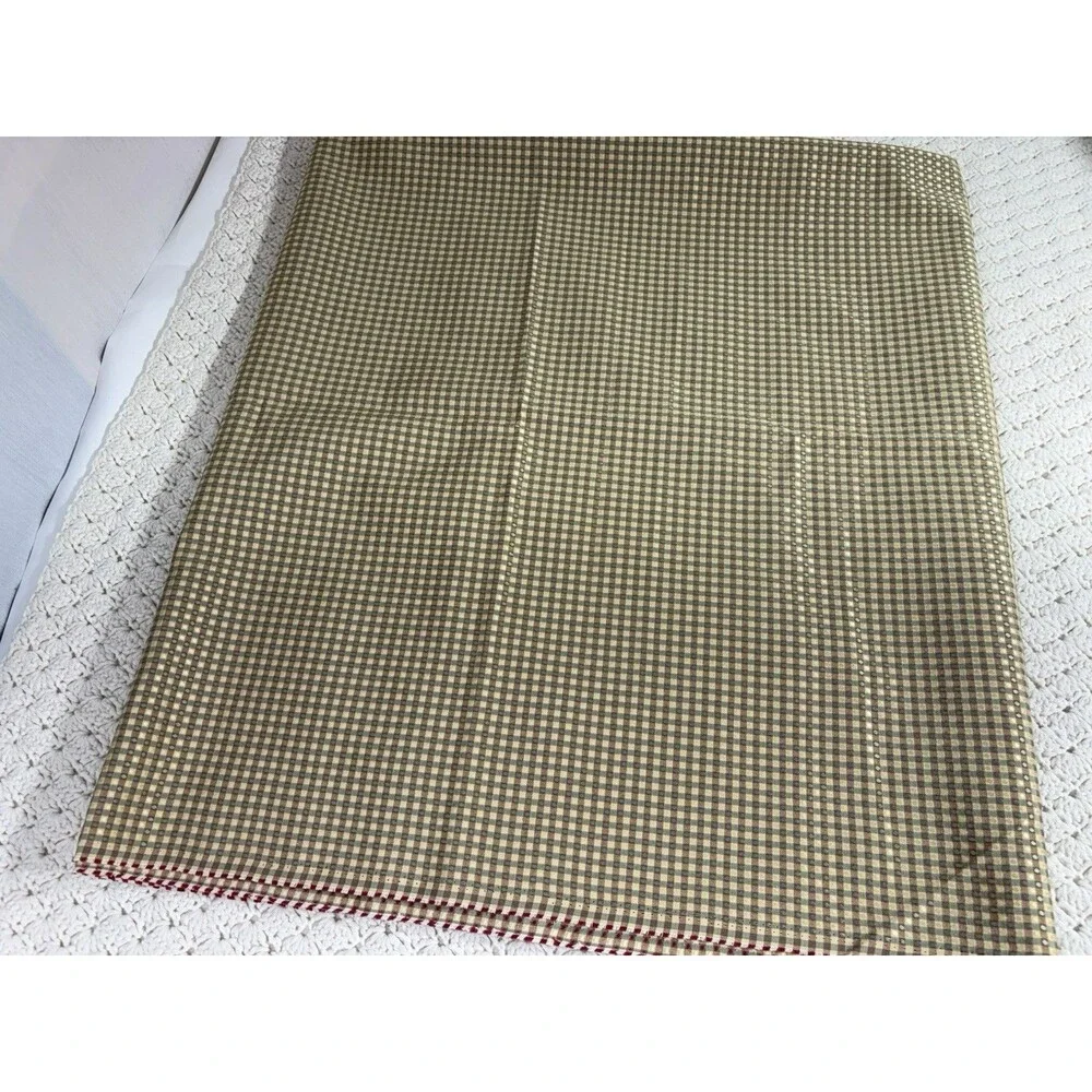 Fabric Vintage Gold Green Rust Check Reversible Remnant 54
